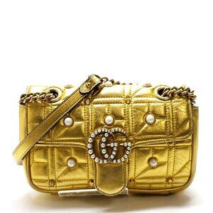 Gucci Gold Leather Shoulder Bag mon910-102925